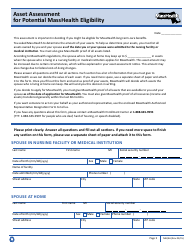 Form MH/AA Masshealth Asset Assessment for Potential Masshealth Eligibility - Massachusetts
