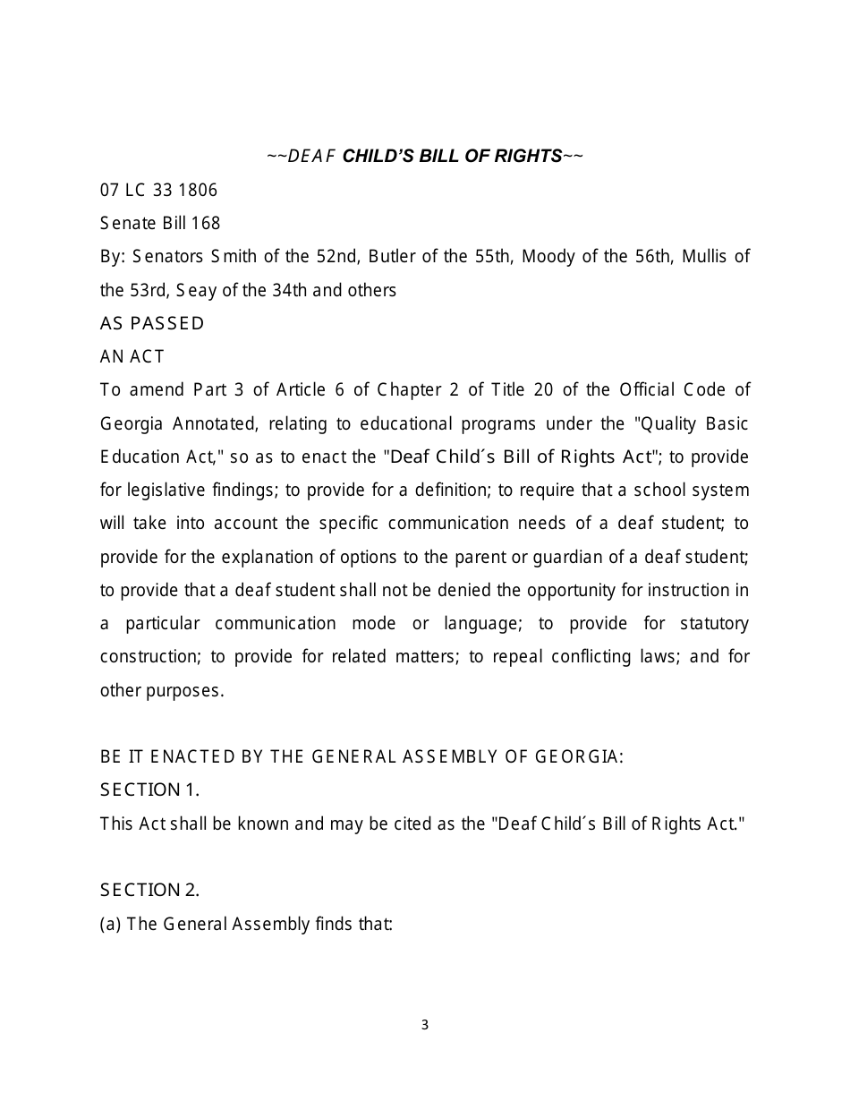 Deaf Childs Bill of Rights - Georgia (United States), Page 3