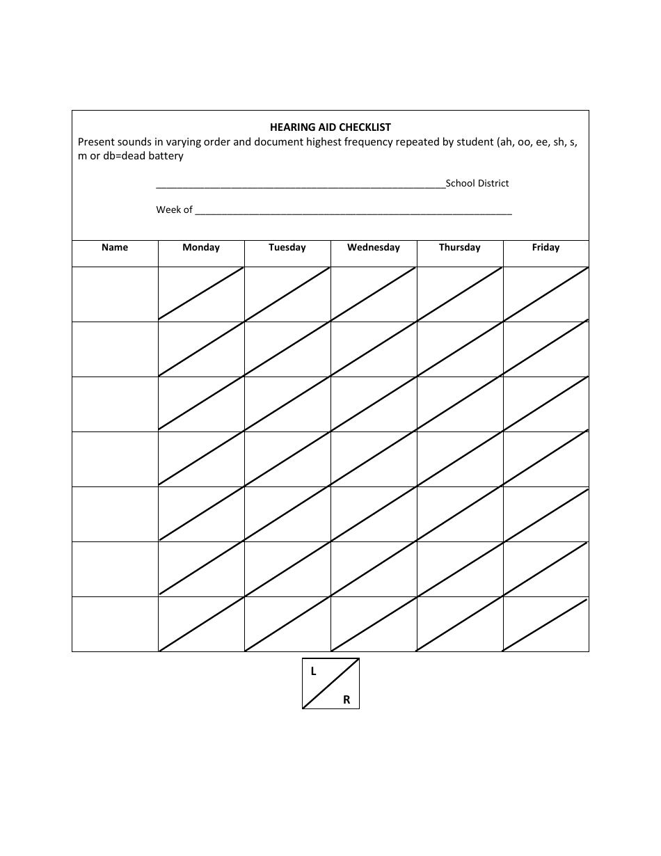 (United States) Hearing Aid Checklist Download Printable PDF