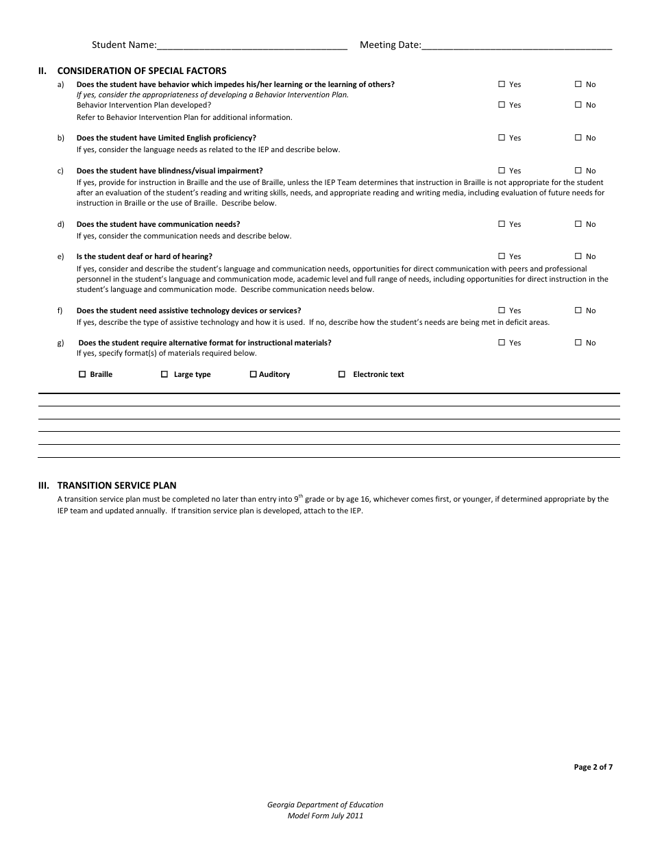 Individualized Education Program (Iep) - Georgia (United States), Page 2