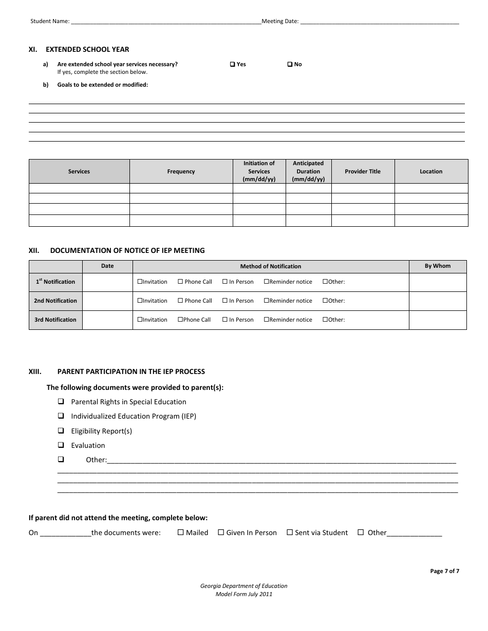 Individualized Education Program (Iep) - Georgia (United States), Page 7