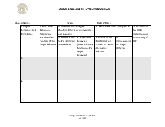 Document preview: Model Behavioral Intervention Plan - Georgia (United States)