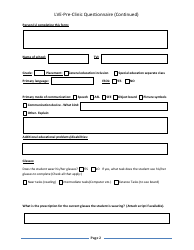 &quot;Low Vision Evaluation (Lve) Pre-clinic Screening Questionnaire for Students in Georgia Schools&quot; - Georgia (United States), Page 2