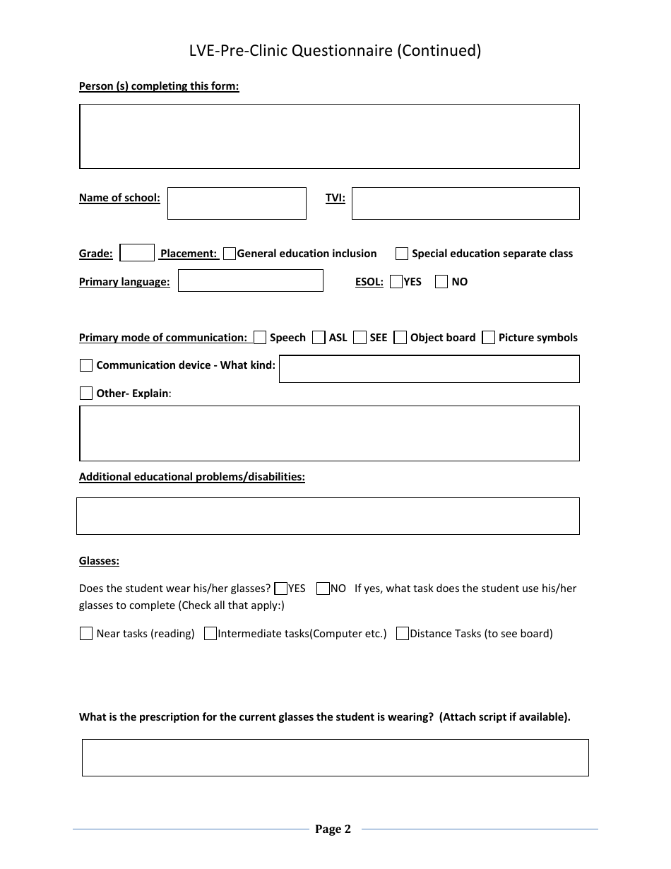 (United States) Low Vision Evaluation (Lve) Preclinic