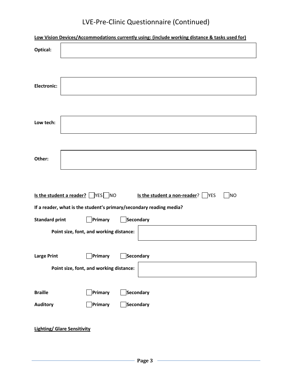 (United States) Low Vision Evaluation (Lve) Preclinic