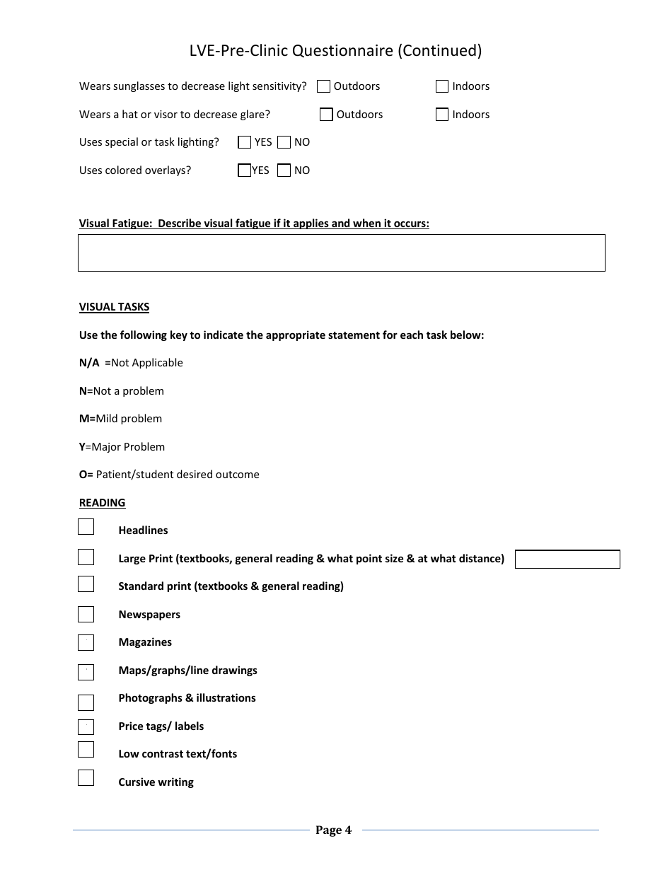 (United States) Low Vision Evaluation (Lve) Preclinic