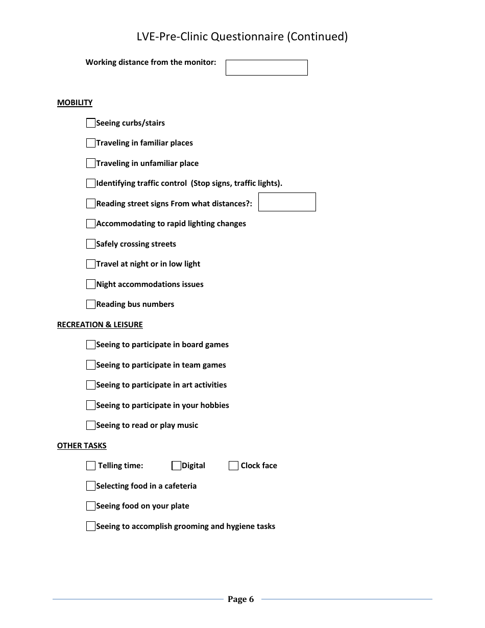 (United States) Low Vision Evaluation (Lve) Preclinic