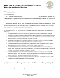 &quot;Revocation of Consent for the Provision of Special Education and Related Services&quot; - Georgia (United States)