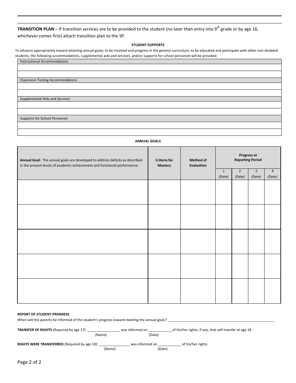 Services Plan (Sp) for Parentally Placed Private School Students - Georgia (United States), Page 2