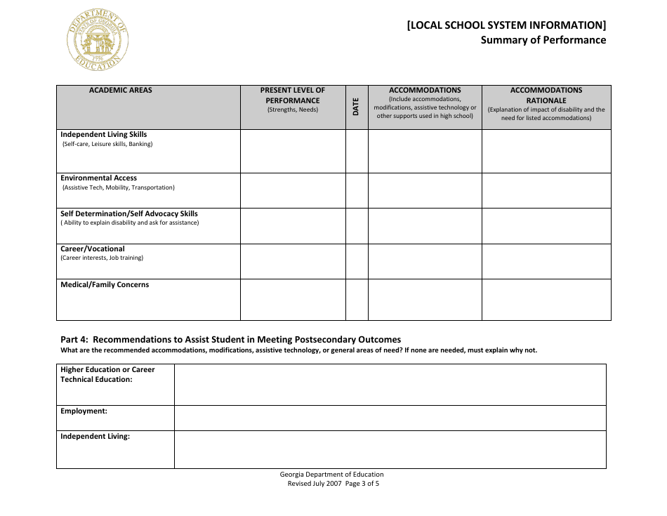 Summary of Performance - Georgia (United States), Page 3