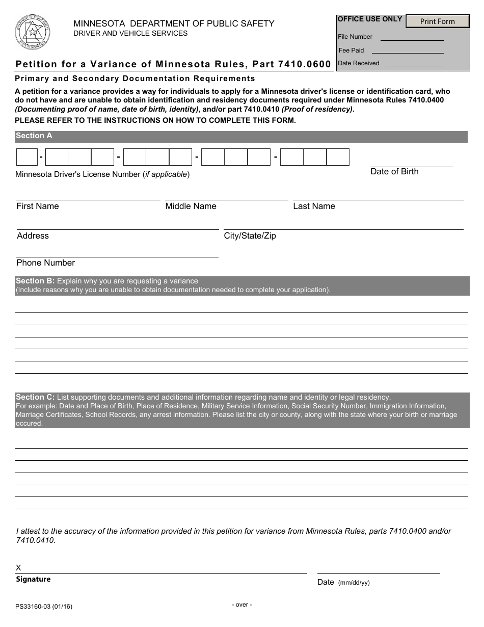 Form PS33160-03 Part 7410.0600 - Fill Out, Sign Online and Download ...