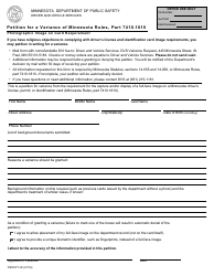 Form PS30371 &quot;Petition for a Variance Form - Religious Conflict With Dl/Id Requirements&quot; - Minnesota