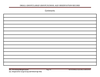 Small Group/Large Group/School Age Observation Record - Massachusetts, Page 15