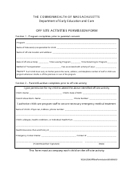 Document preview: Off Site Activities Permission Form - Massachusetts