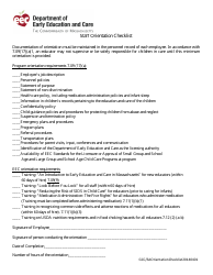 Staff Orientation Checklist - Massachusetts