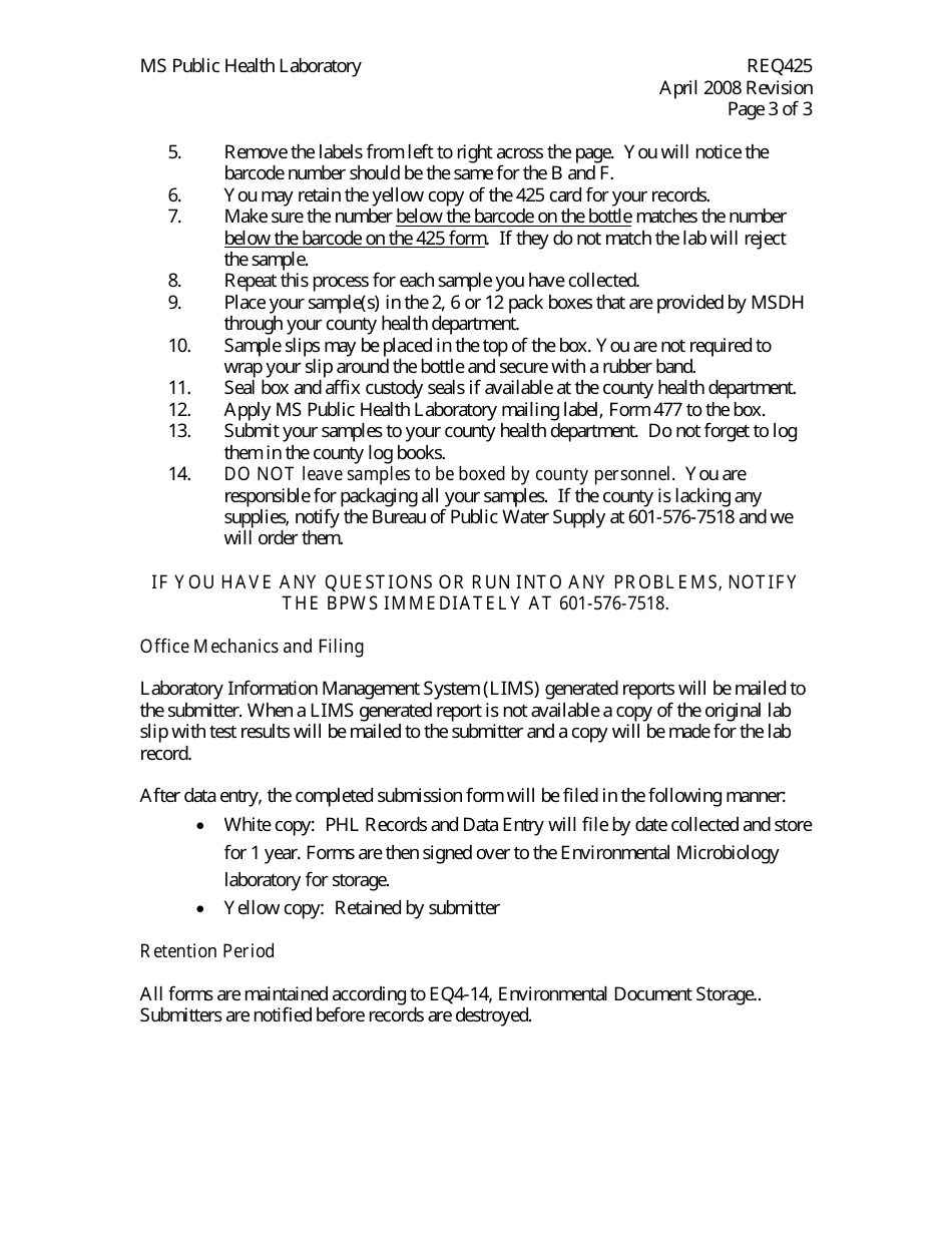 Form REQ425 Drinking Water Microbiology - Mississippi, Page 4