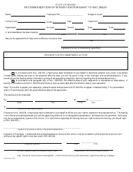 Document preview: Form NPD-42 Recommendation of Separation Pursuant to Nac 284.611 - Nevada