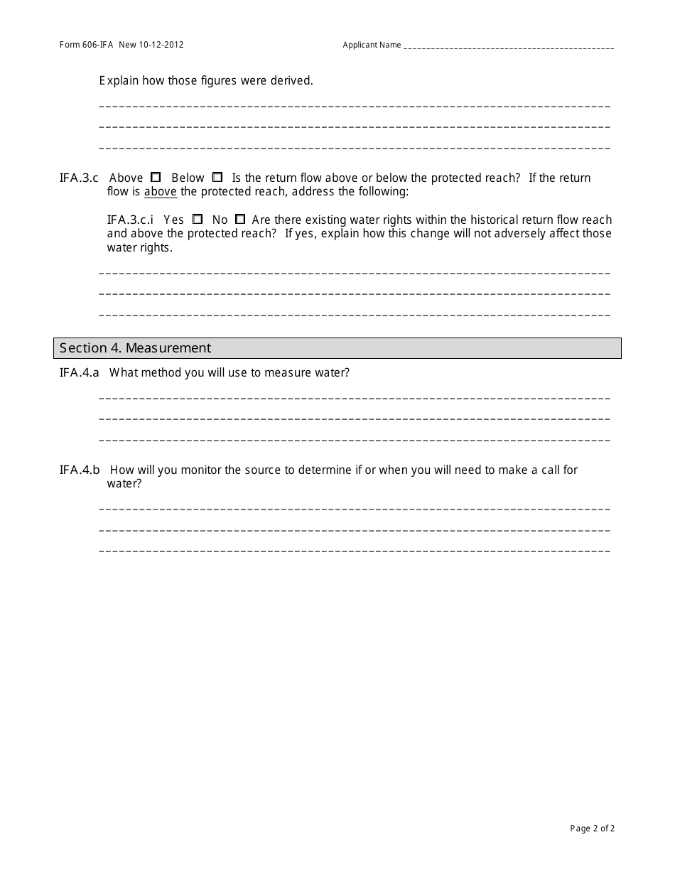 Form 606-IFA Change to Instream Flow Addendum - Montana, Page 2