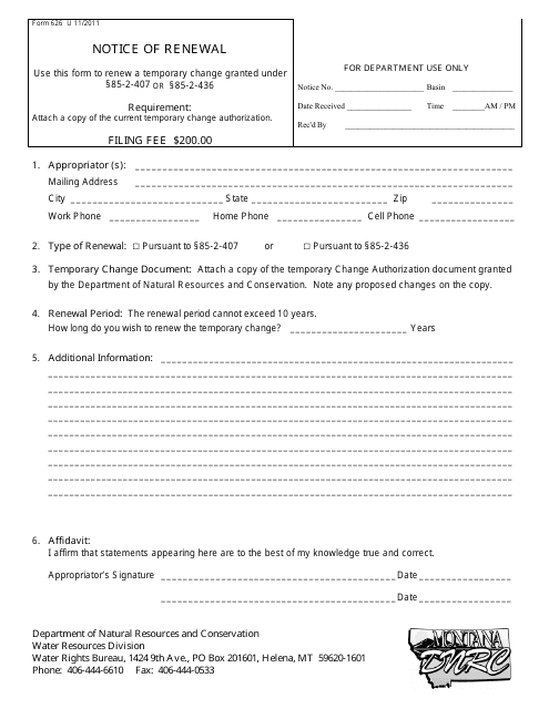 Form 626  Printable Pdf