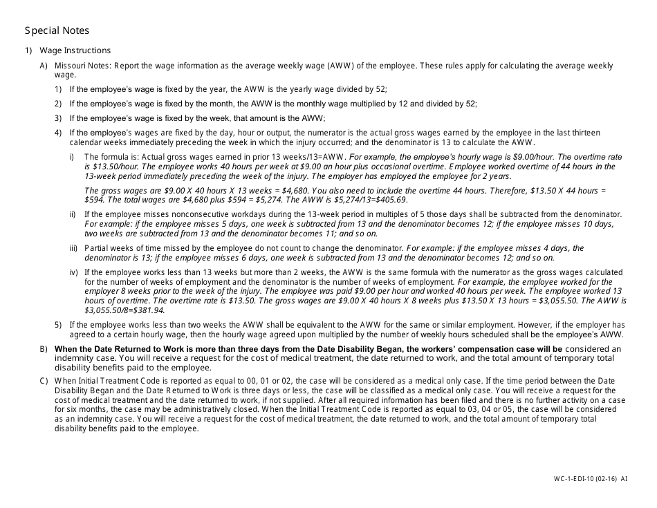 Form WC-1-EDI Report of Injury - Missouri, Page 10