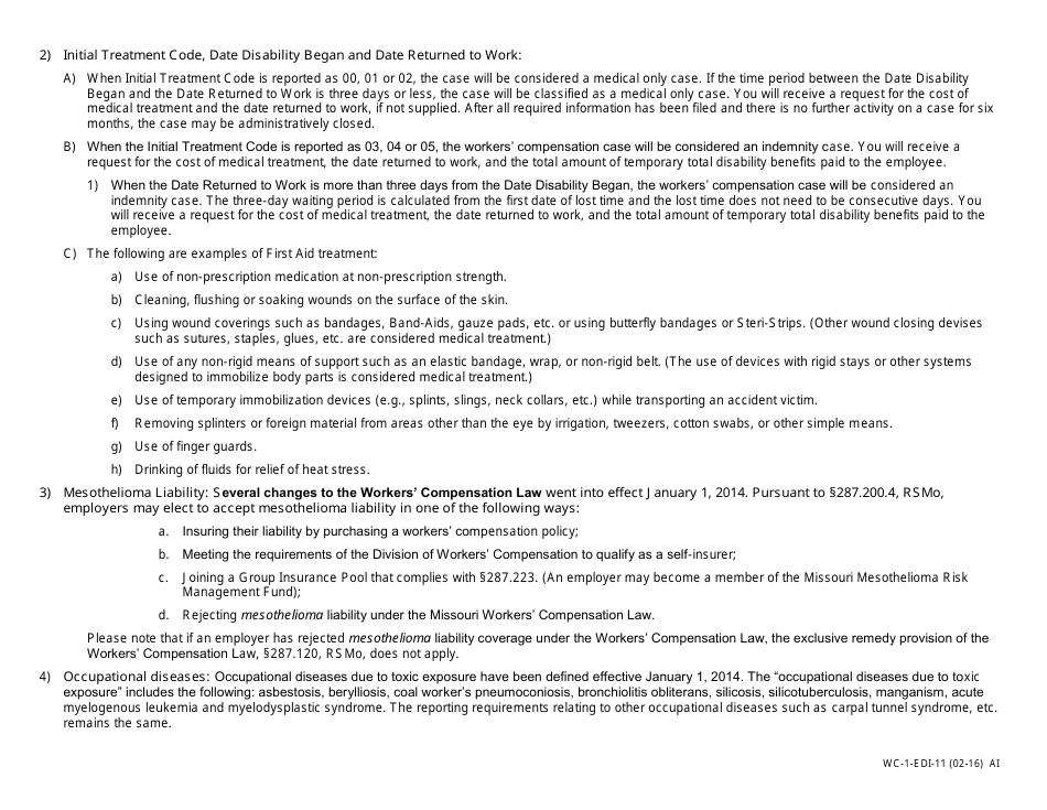 Form WC-1-EDI Report of Injury - Missouri, Page 11
