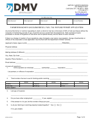 Form MC058 Farmer/Rancher Gasoline/Diesel Fuel Tax Refund Permit Application - Nevada