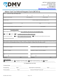 Document preview: Form MC45-G Motor Fuel Tax Refund Request Form - Nevada