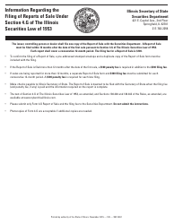 Document preview: Form SEC319.1 Report of Sale Pursuant to Section 4.g of the Illinois Securities Law of 1953 - Illinois