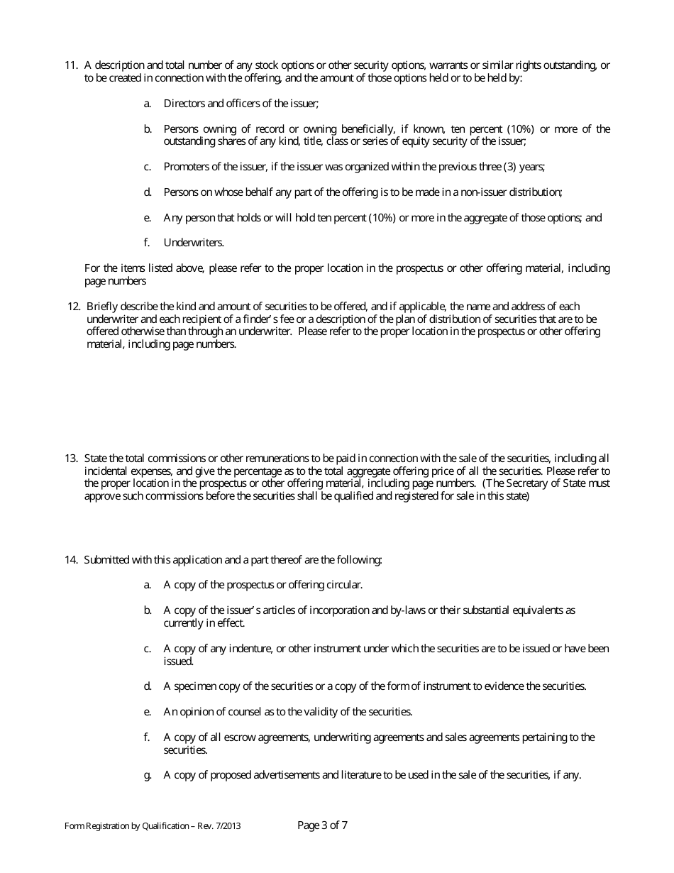Application for Registration of Securities by Qualification Pursuant to Mississippi Securities Act 75-71-304 - Mississippi, Page 3