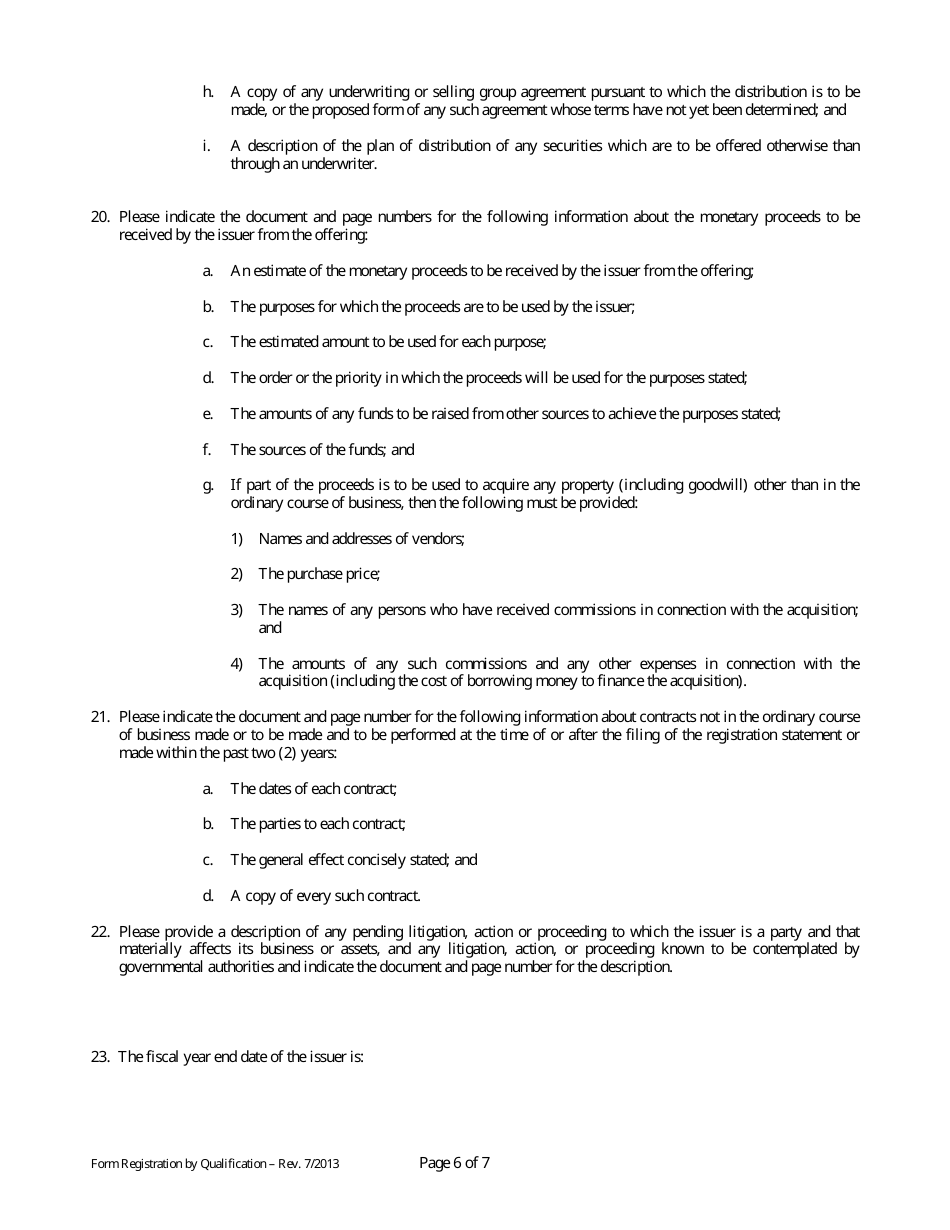 Application for Registration of Securities by Qualification Pursuant to Mississippi Securities Act 75-71-304 - Mississippi, Page 6