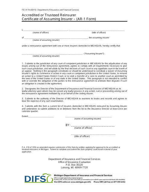 Form FIS0174 (AR-1)  Printable Pdf