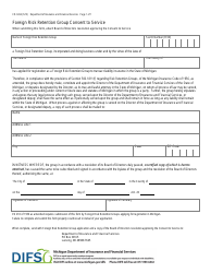 Document preview: Form FIS0234 Foreign Risk Retention Group Consent to Service - Michigan