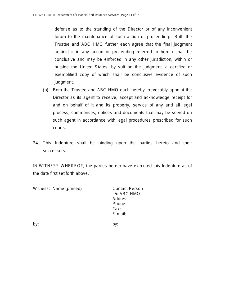 Form FIS0284 Model Trust Indenture - Michigan, Page 14