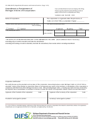 Form FIS0066 Amendment or Restatement of Michigan Articles of Incorporation - Michigan