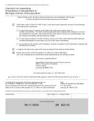 Form FIS0066 Amendment or Restatement of Michigan Articles of Incorporation - Michigan, Page 2