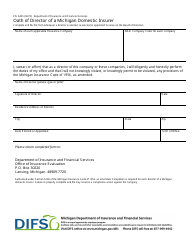 Document preview: Form FIS0425 Oath of Director of a Michigan Domestic Insurer - Michigan