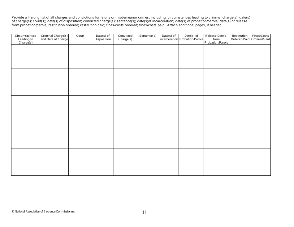 Application for Written Consent to Engage in the Business of Insurance Pursuant to 18 U.s.c. 1033 and 1034 - Nevada, Page 11