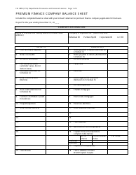 Form FIS0855 Premium Finance Company Balance Sheet - Michigan