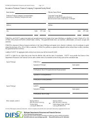 Document preview: Form FIS0858 Insurance Premium Finance Company Corporate Surety Bond - Michigan