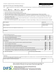 Form FIS0845 Application for Reinsurance Intermediary Manager - Michigan