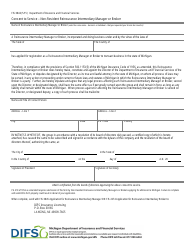 Form FIS0846 &quot;Consent to Service - Non-resident Reinsurance Intermediary Manager or Broker&quot; - Michigan