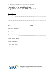 Form FIS2260 &quot;Application for Verifying Eligibility as Surplus Lines Insurer in the State of Michigan&quot; - Michigan, Page 2
