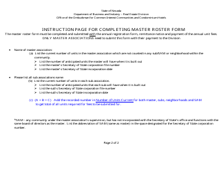 Form 620 Common-Interest Communities Master Roster - Nevada, Page 2