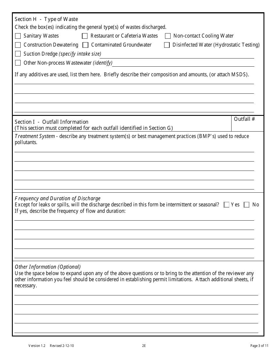 Form 2E Facilities Which Do Not Discharge Process Wastewater - Montana, Page 3