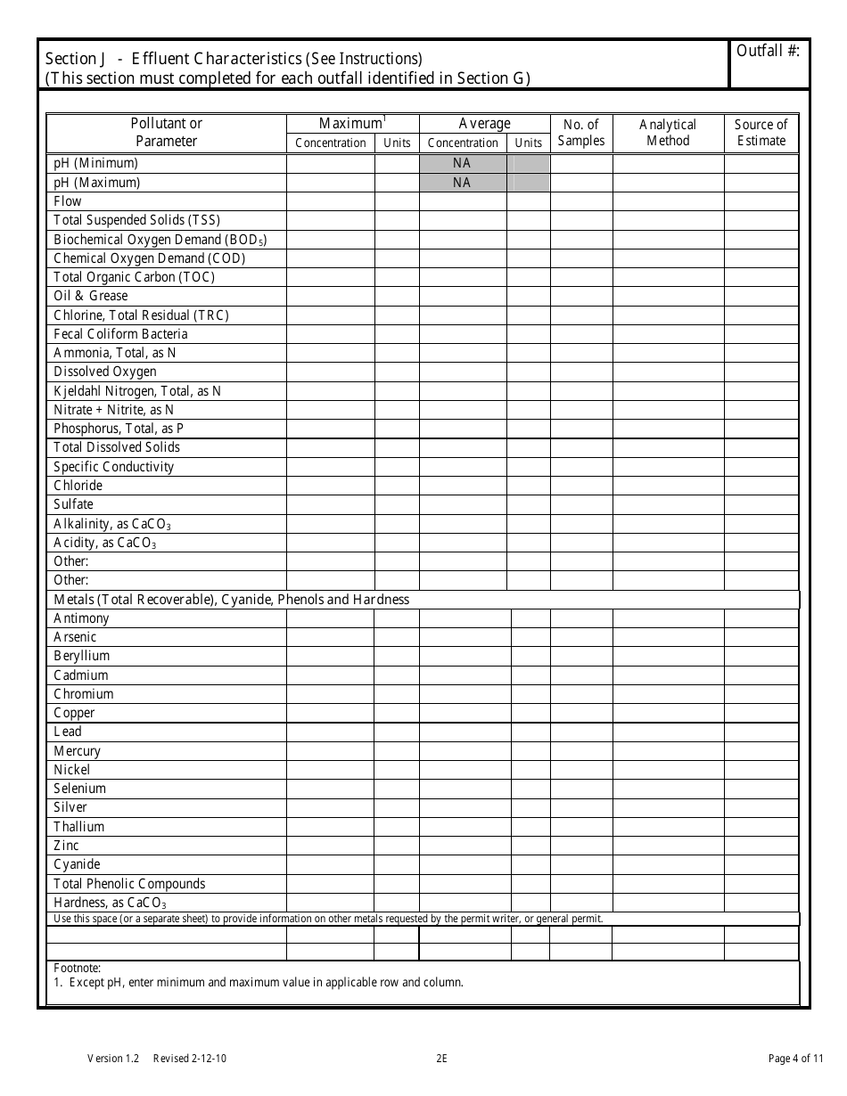 Form 2E Facilities Which Do Not Discharge Process Wastewater - Montana, Page 4