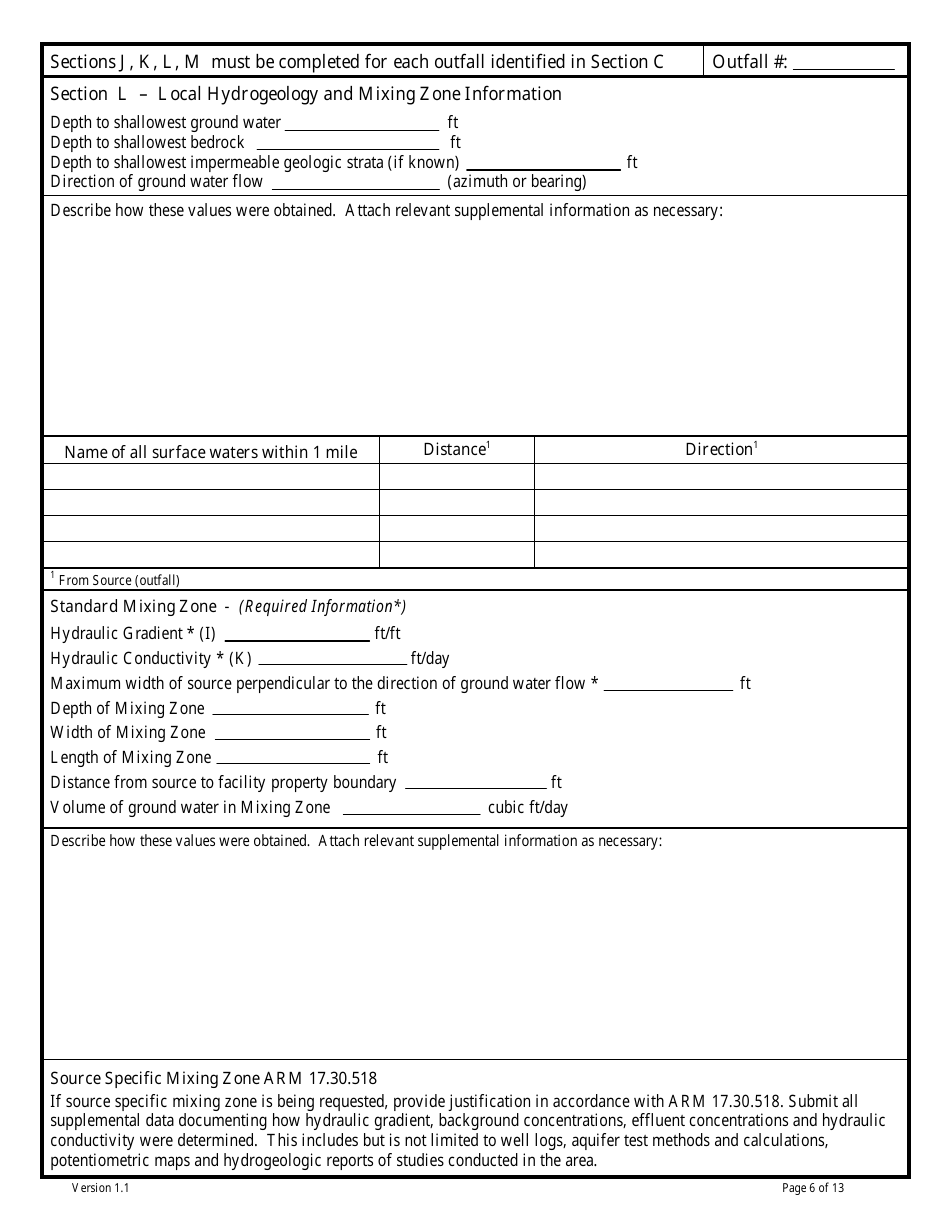 Form GW-1 Ground Water Pollution Control System (Mgwpcs) Domestic Wastewater  Permit Application - Montana, Page 6