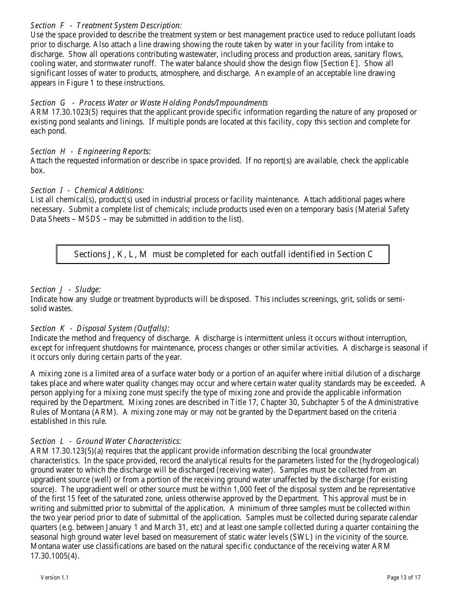 Form GW-2 Ground Water Pollution Control System (Mgwpcs) Industrial  Other Wastewater - Permit Application - Montana, Page 13