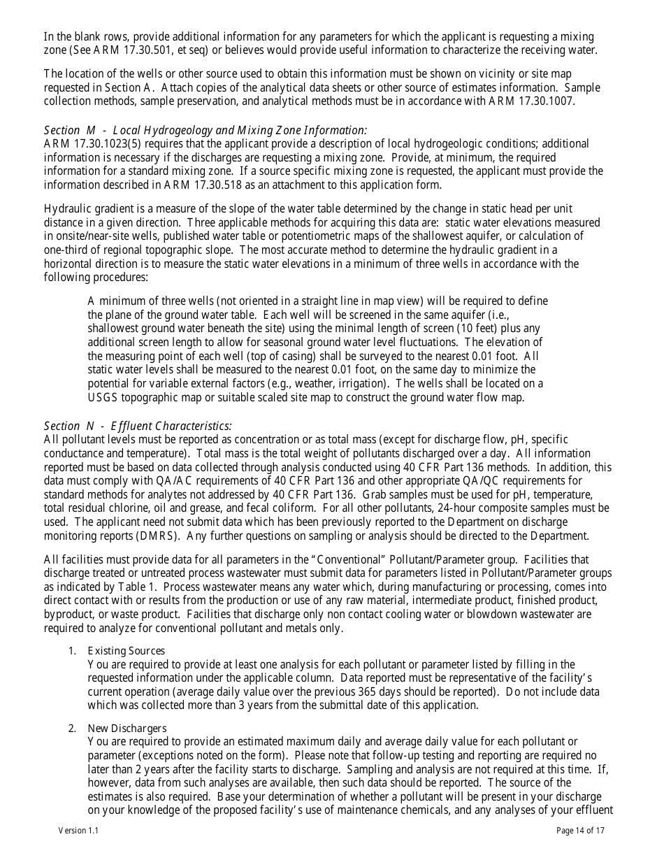 Form GW-2 Ground Water Pollution Control System (Mgwpcs) Industrial  Other Wastewater - Permit Application - Montana, Page 14