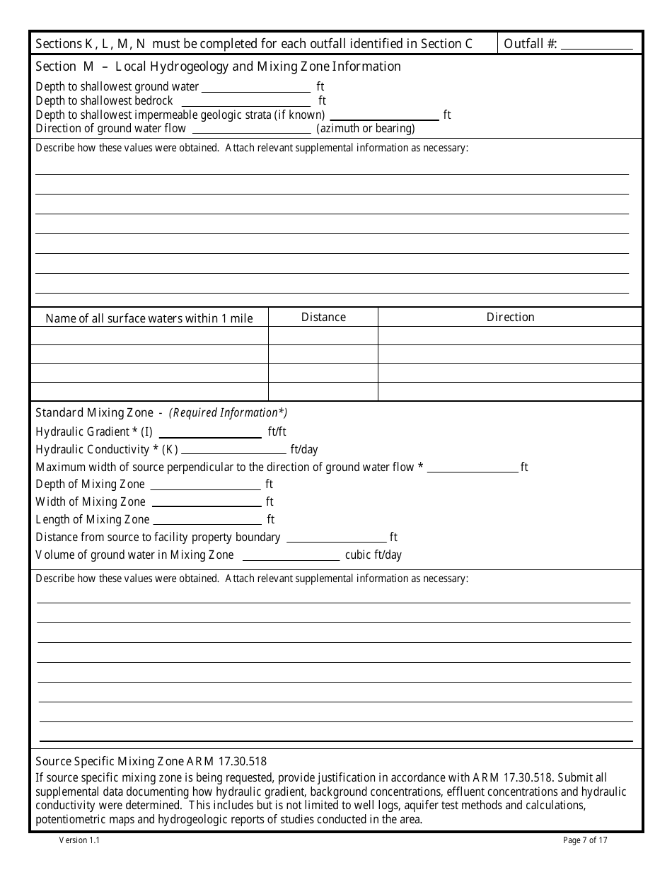 Form GW-2 Ground Water Pollution Control System (Mgwpcs) Industrial  Other Wastewater - Permit Application - Montana, Page 7