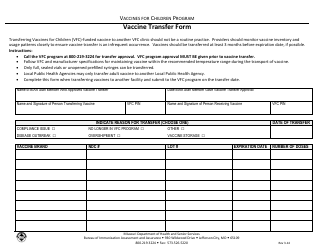 Document preview: Vaccine Transfer Form - Missouri